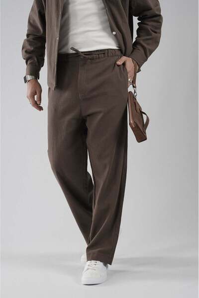 king brich Baggy Fit Cotton Linen Classic Trousers