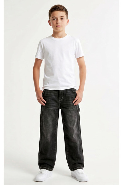 MARCO DONATELI Teen Boys Relaxed Fit Black Denim Jeans