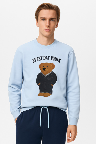 Katia&Bony Ανδρική πιτζάμες με μοτίβο Teddy μπλε