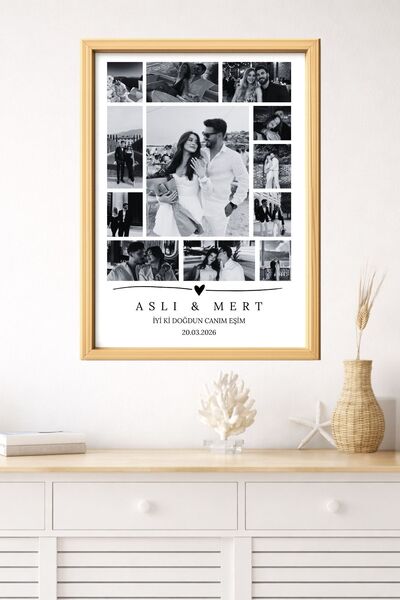 Dekor Kişiye Özel Siyah-Beyaz Fotoğraflı Anı Tablosu - Çerçeve Görünümlü MDF ...