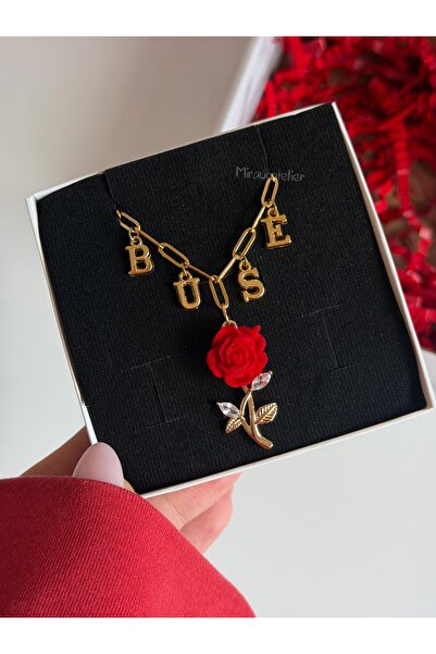 Miraura Atelier Çelik Zincir İsimli Gül Kolye