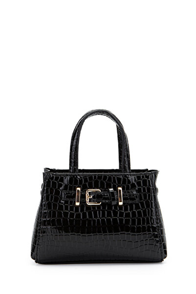 minebag Belt Detail Mini Nadia Women's Crossbody Bag Black Croco