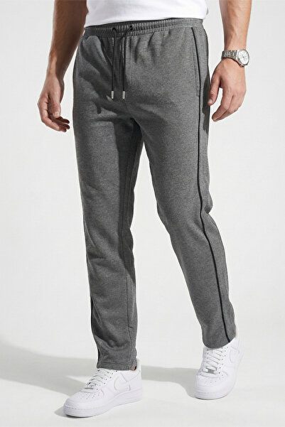 Veleno Men's Smoked Baggy Sweatpants with Elastic Waistband