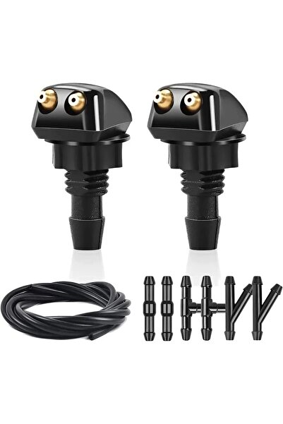 Arabest طقم فوهات غسيل زجاج السيارة الأمامي مع خرطوم، رشاش مزدوج الفتحات، منا...