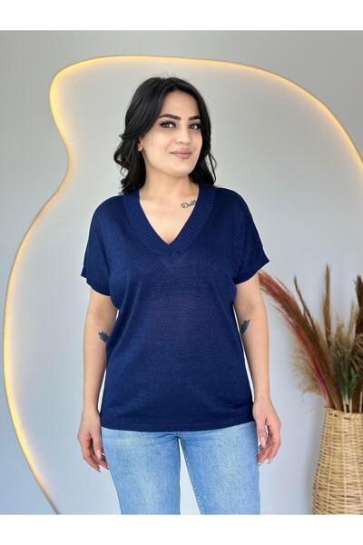 Aysel Boutiquee Lily Lacivert V Yaka Simli Bluz D034