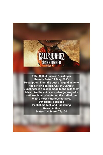 OEM Poster Infografic Call of Juarez: Gunslinger, Design Retro Western, Carto...