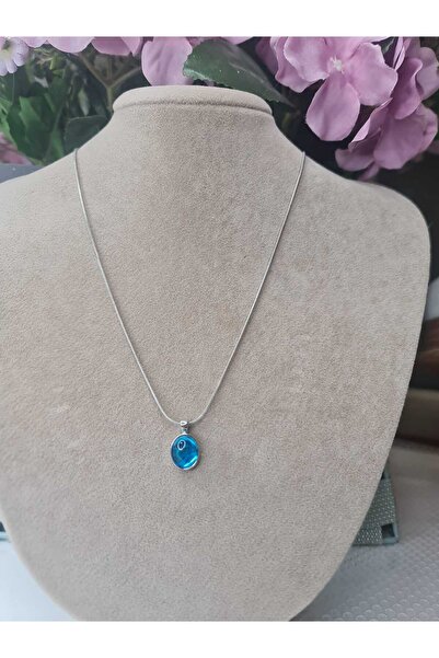 Butik MAVİ BONCUK DETAYLI ÇELİK KOLYE