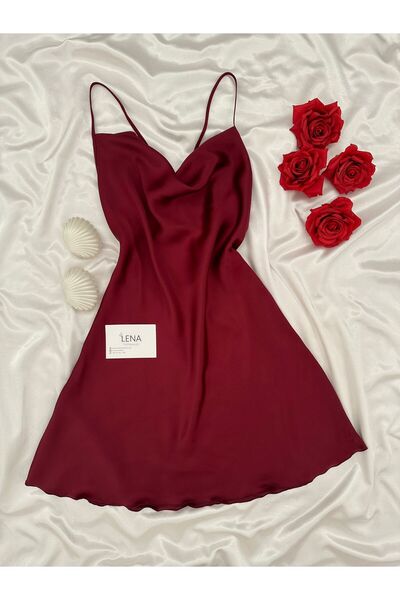 Lena Homewears Women's Degaje Collar Satin Nightgown