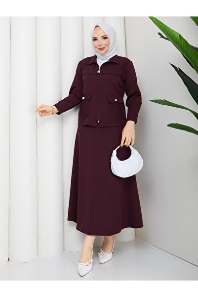 AVK MODA بدلة نسائية من قماش دابيل للملابس المحجبة مكونة من قطعتين