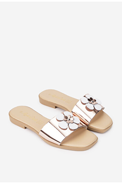 Dasha Women's pink leather sandals with slipper pattern ornament