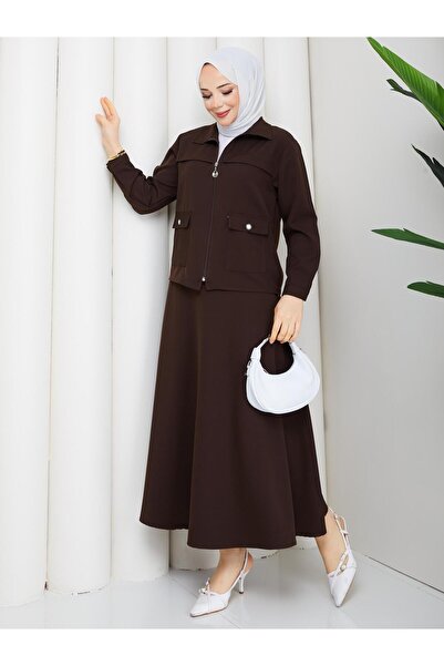 AVK MODA بدلة نسائية من قماش دابيل للملابس المحجبة مكونة من قطعتين