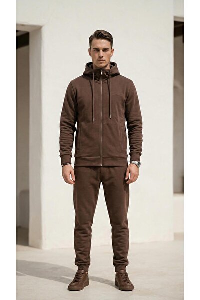 Plus Scorpion Ανδρικό σετ φόρμας Pique Slim Fit με κουκούλα και φερμουάρ, cas...