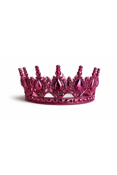 Happyewent Fuchsia Stone Princess Crown – Stylish Birthday & Party Crown with a Shiny Metallic Look