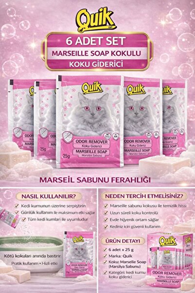 Quik Kedi Kumu Koku Giderici 6x25g Marsilya Sabunu Kokulu