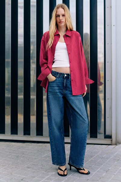 Pull & Bear قميص بوبلين مخطط