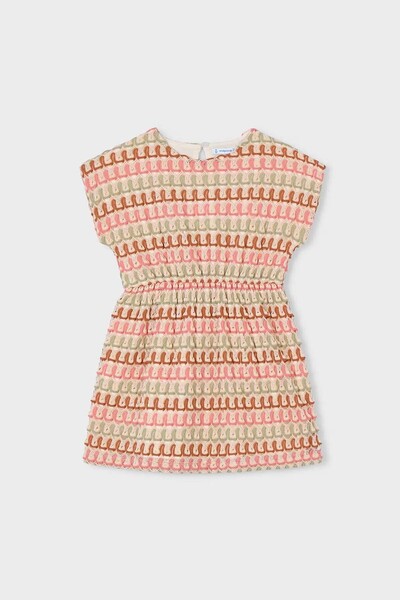 MAYORAL Момичешка плетена рокля с памучна подплата и отворен гръб - многоцветна
