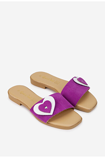 Dasha Women's fuchsia suede sandals, slipper style