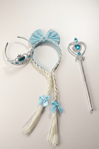 TAKIŞTIR Blue Color Braided Crown/Staff Set