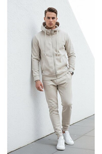 Plus Scorpion Ανδρικό σετ φόρμας Pique Slim Fit με κουκούλα και φερμουάρ, cas...