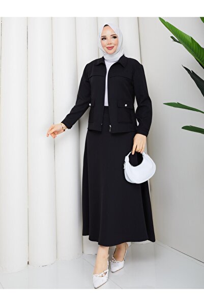 AVK MODA بدلة نسائية من قماش دابيل للملابس المحجبة مكونة من قطعتين