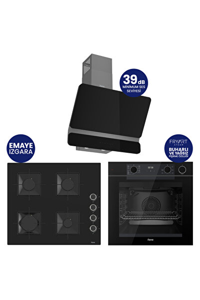 Ferre Steamart-Fryart-Silentart Serisi Siyah Set ( QEP64CS+SS205+D080-SA ) Em...