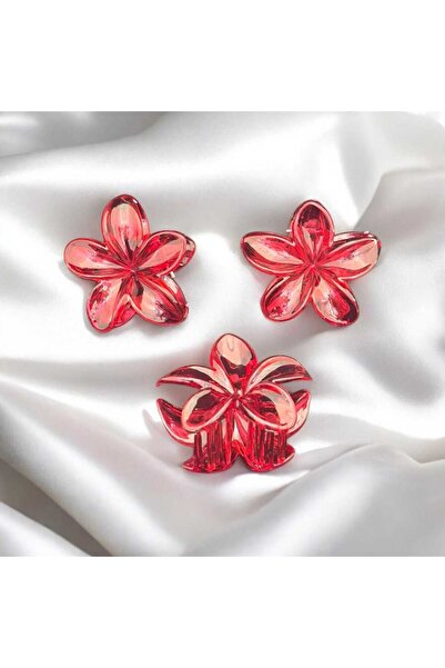 diclecollection Red Lotus Flower Hairpin Buckle 3-Piece 8 cm Hairpin Buckle H...