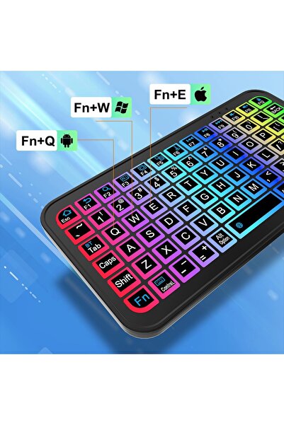 WiderMarkt RGB Mini Bluetooth Klavye Kablosuz Şarjlı LED Işıklı iOS Android W...