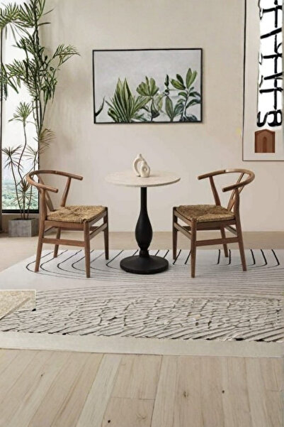 Savita Home Wishbone Sandalyeli Bistro Masa Seti 60 cm Döküm Ayak Vazo Masa B...