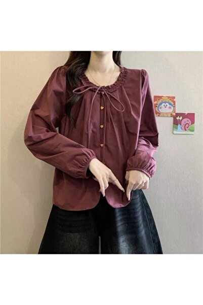 FASHION Elegant Ruffle Tie Neack Top for Women