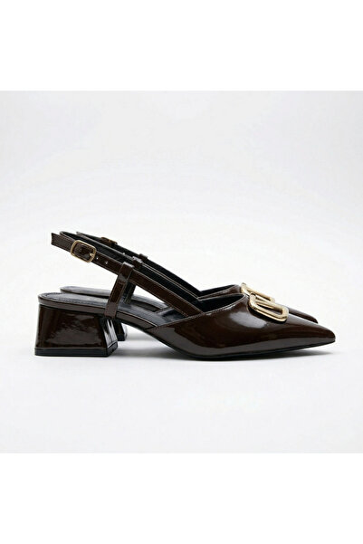 TopukTrend حذاء نسائي بكعب عالٍ بإبزيم ذهبي من الجلد اللامع، موديل كلاسيكي أن...