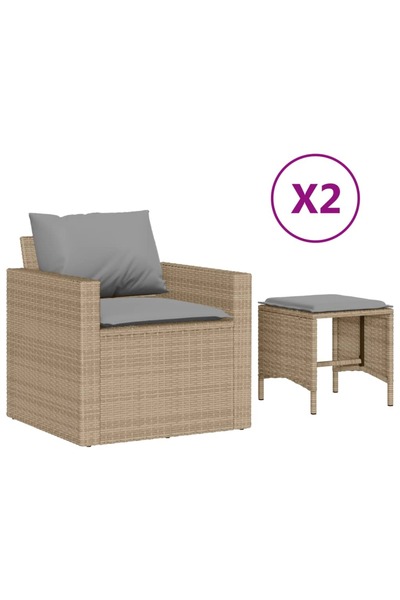 vidaxl Set canapele de grădină, 4 piese, cu perne, bej, poliratan