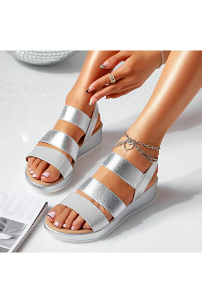 Zaira Sandale Dama cu Platforma Levi Argintii #15134 - 38