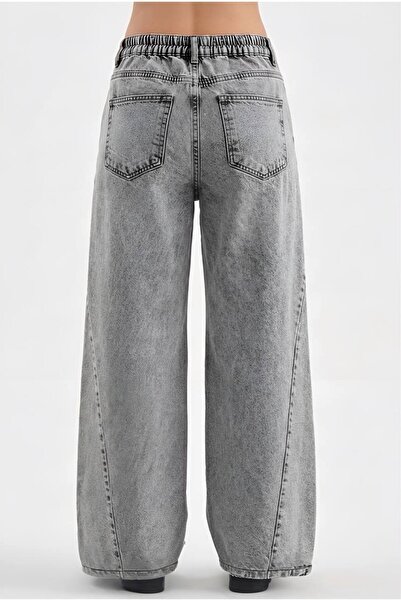 tw3 Kadın Wide Leg Pili Detaylı Tasarım Jean
