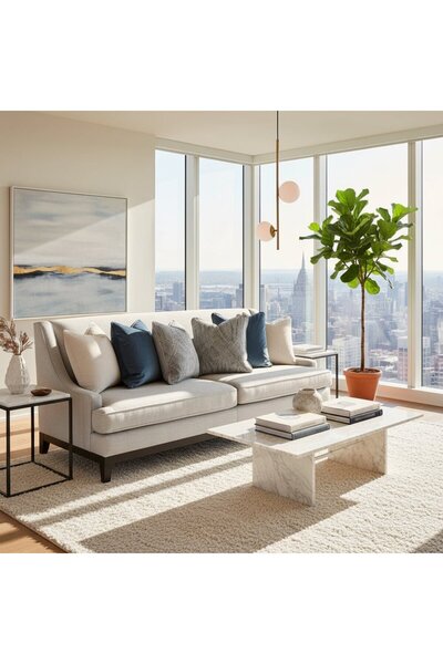 Roots Furniture كنبة كلاسيكية زرقاء من نوه البابتين