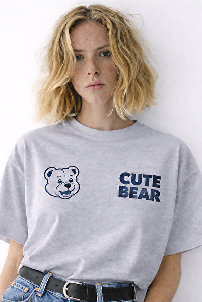 ArtYus Cute Bear Printed Crew Neck Unisex Oversize T-Shirt – Cotton Casual T-...