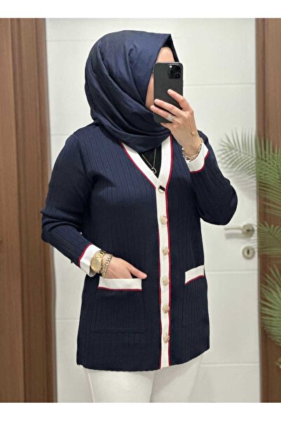 masalabiyem 6161 K 140 Dark Blue New Season Mercerized Cardigan in Stock