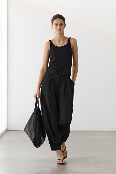 Massimo Dutti Keten karışımlı askılı t-shirt