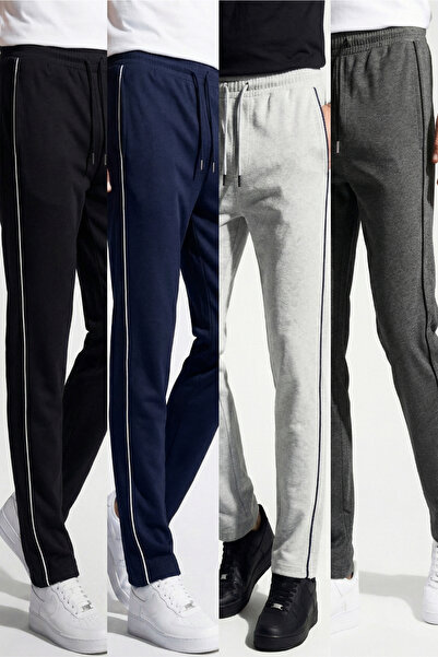 Veleno Men's 4-Piece Advantageous Pack Baggy Sweatpants with Elastic Waistband