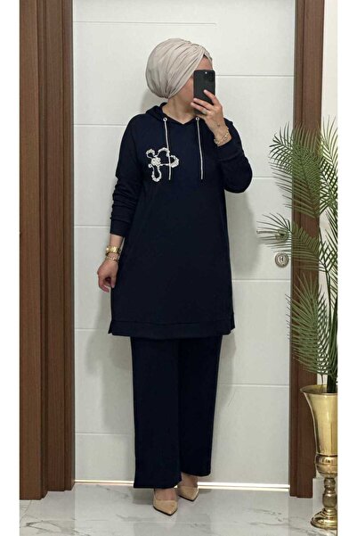 masalabiyem 6666 K 150 Dark Blue Flower Stone Oysho Set