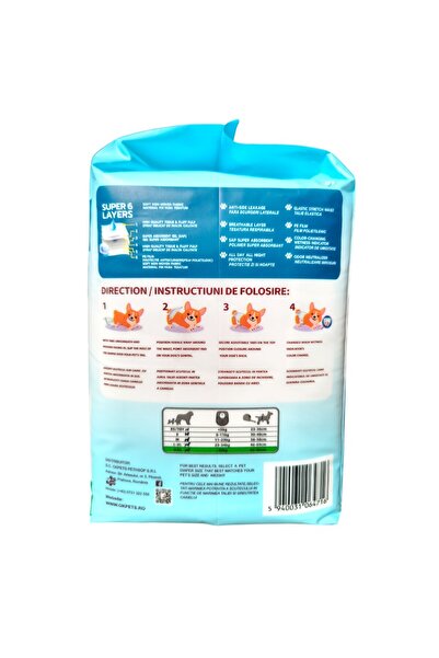 Clean Pets Scutece pentru cățele Talie Extra Mare (XXL, 69-94 cm) 12 bucăți