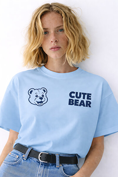 ArtYus Cute Bear Printed Crew Neck Unisex Oversize T-Shirt – Cotton Casual T-...