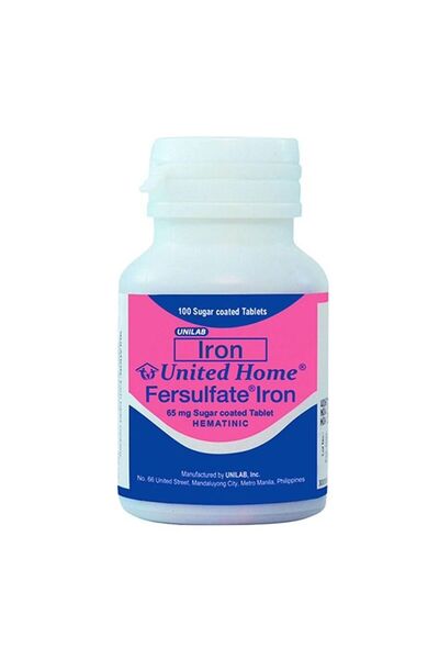 Iron أقراص فيرسولفات يونايتد هوم المغلفة بالسكر، 100 قرص