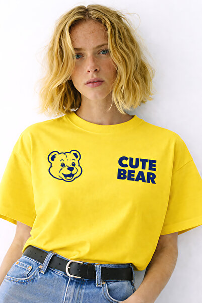 ArtYus Cute Bear Printed Crew Neck Unisex Oversize T-Shirt – Cotton Casual T-...