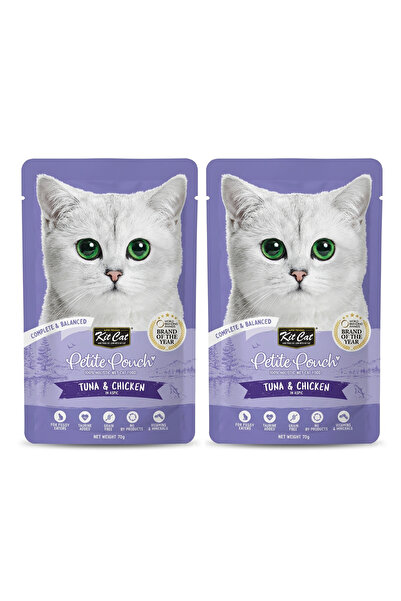 Kit Cat طعام القطط الرطب في كيس صغير - التونة والدجاج في عجينة شفافة - 70 جرا...