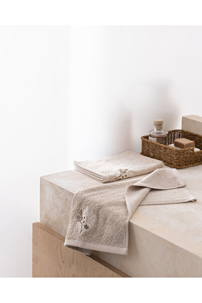 Madame Coco Selmor Σετ 2 πετσετών χεριών από 100% βαμβάκι με κέντημα - Μπεζ -...