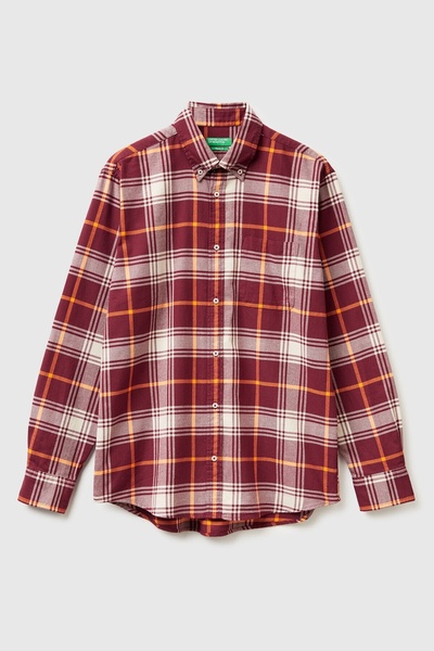 United Colors of Benetton Cămașă 100% bumbac cu model pătrat și detaliu buzun...