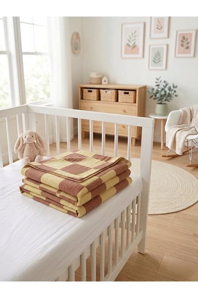 Cosibello Home Organik Pamuk Müslin Örtü & Müslin Bebek Battaniyesi 3 lü Set
