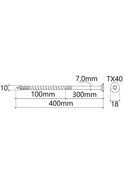Mag-Krak Surub Dulgherie Cap Inecat 10x400 mm Torx TX50 - 50buc/cutie