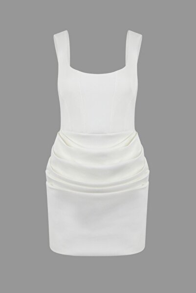 La Sarta Rochie albă scurtă Rosa Zero Sleeve