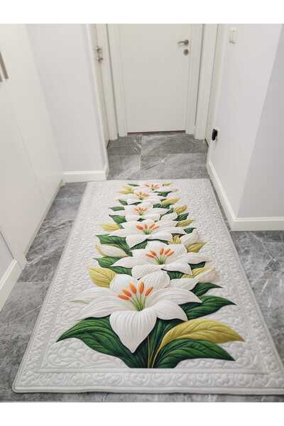 YTR HOME Dijital Baskı Yıkanabilir Kaymaz Taban Dekoratif Salon Mutfak Halısı...